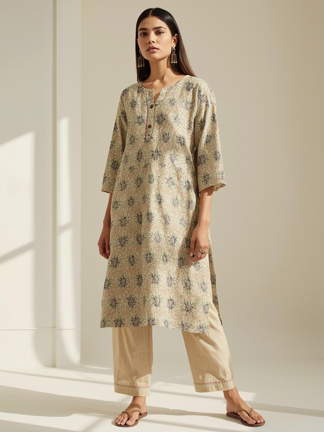 Cotton Block Print Detailed Kurtha thumbnail 2