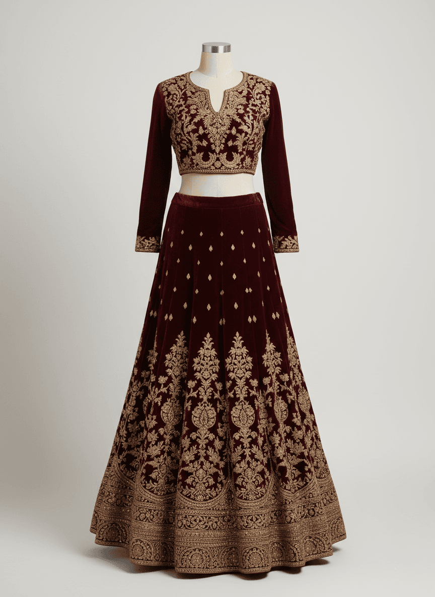 Royal Velvet Zari Detailed Kurtha